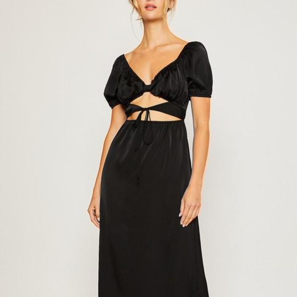 A Little Edgy Front Tie Cut Out Midi Dress